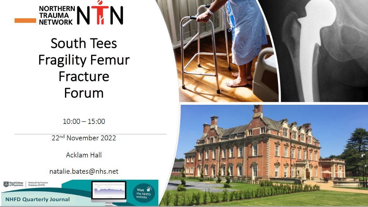 SouthTeesOrtho's tweet photo. Involved in looking after older patients in hospital or in the community ? Join us for a free learning and networking event. Building links between acute, community nursing, discharge &amp; therapy services. Clinical and NHFD updates. All welcome @SouthTees @TraumaNorth @FranDenham https://t.co/e97tnNTgLp
