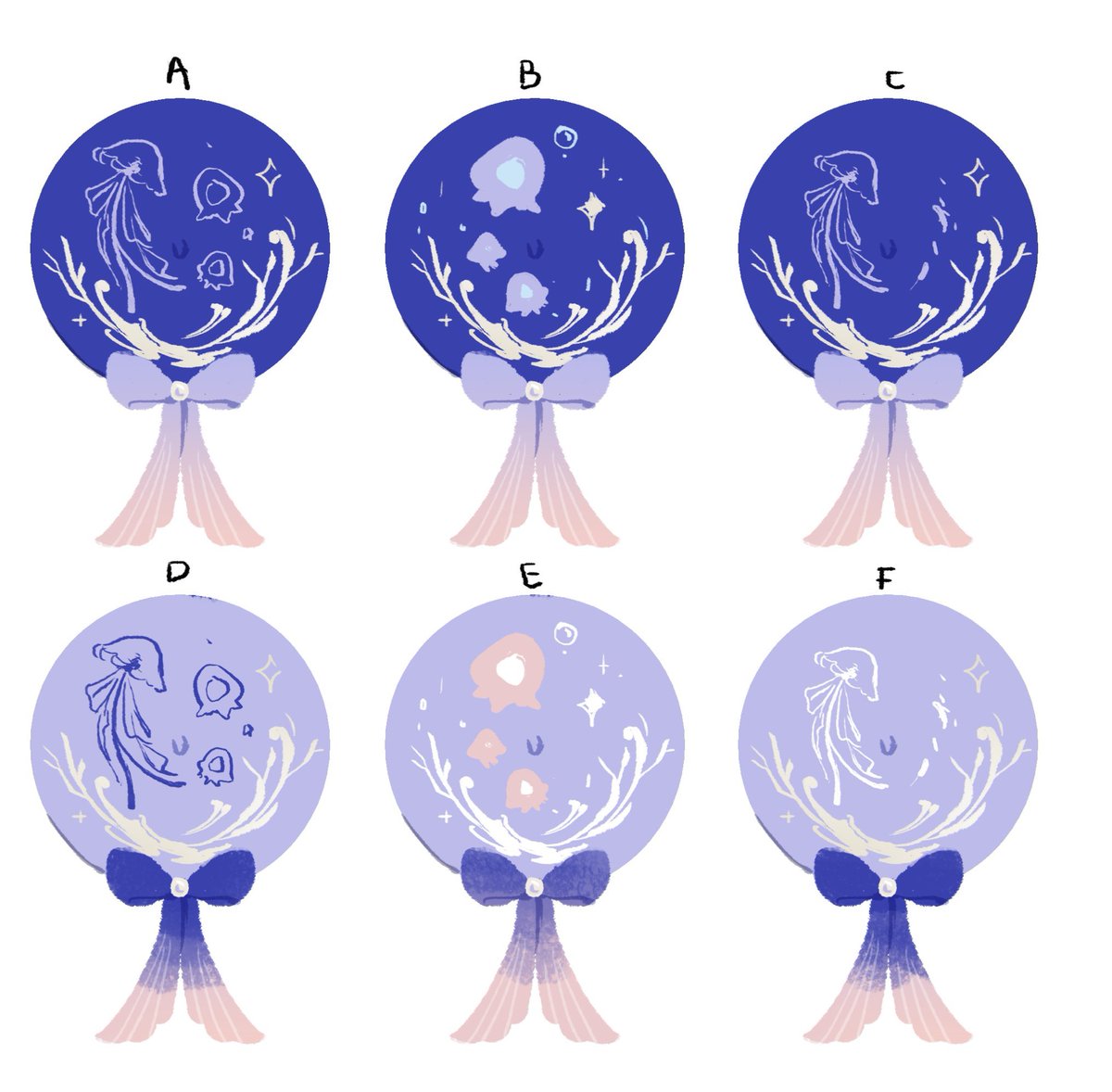 no humans jellyfish white background simple background bow blue theme ribbon  illustration images