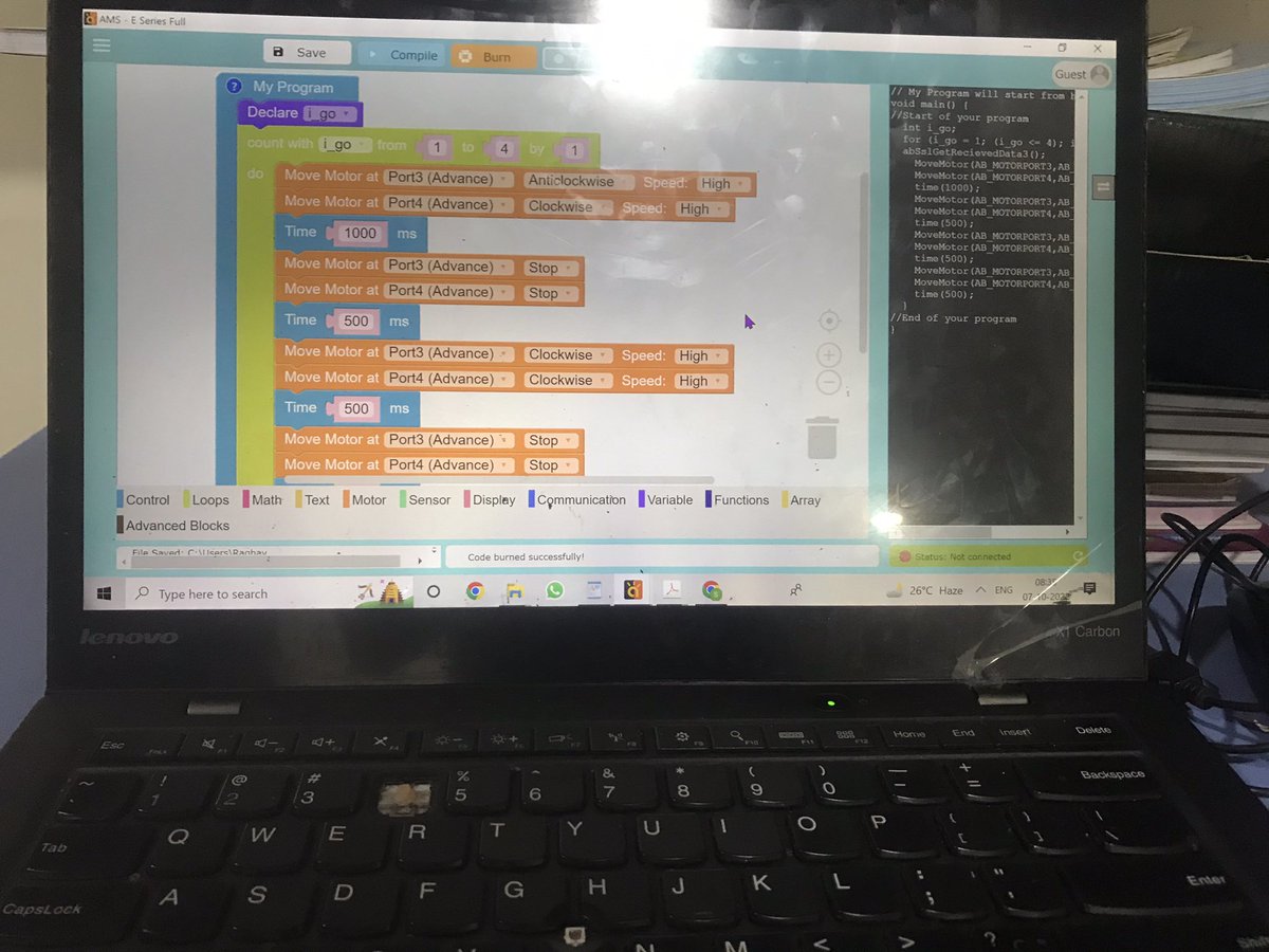 sdg4all's tweet photo. Introduction to Robotics class in computer lab #ahlconintl Program made to create square with the help of motor device.#RoboticcollaborationwithBellevueschoolAustralia. @ashokkp @y_sanjay @Kavita_hm @Shipra_Srivastv @sdg4all @SDGsSolutions https://t.co/r0LjsuCo8V