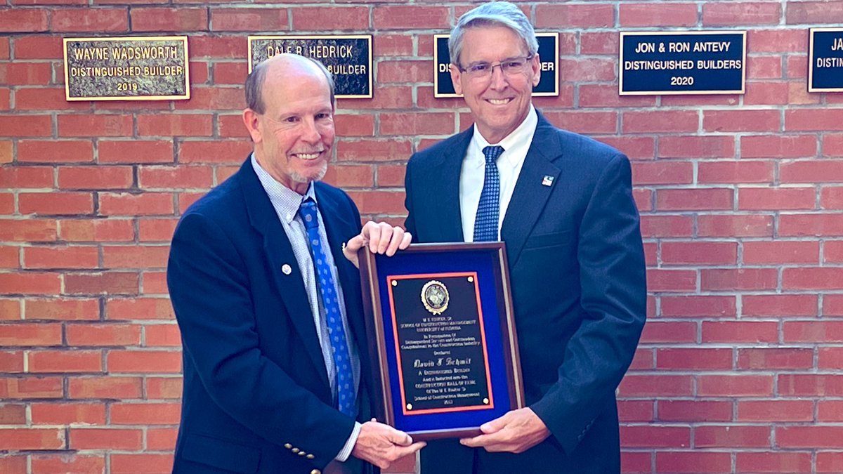Welcome David J. Schmit, Principal of Schmit + Associates, to the <a href="/UF/">FLORIDA</a> Construction Hall of Fame! #RinkerLegacy