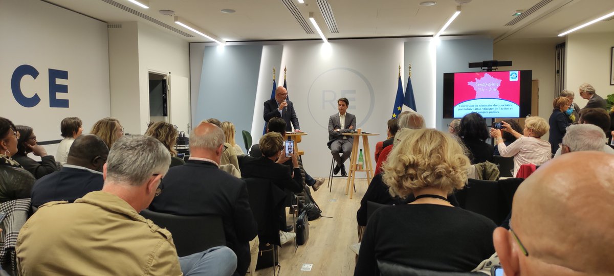 HenrietAgathe's tweet image. Rentrée des élus progressistes  @RepEnsemble.
 Journée clôturée par notre ministre @GabrielAttal. 
Les élus au service de l&apos;int. général, la volonté de protéger les français, soutenir les coll.territoriales, avancer sur la transition écologique. @EmmanuelMacron #LRE