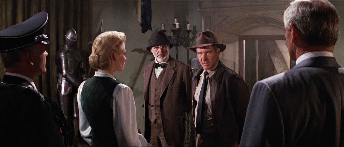 Barnett_College's tweet photo. Fact: "My favourite memory is Sean making up that line, ‘She talks in her sleep.’ It was on the spot. Harrison said, ‘How did you know she's a Nazi?’ and he said that, and they had to stop filming. Everybody just fell on the floor and Steven said, ‘That's in.’" Julian Glover https://t.co/hMm2NHSgP1