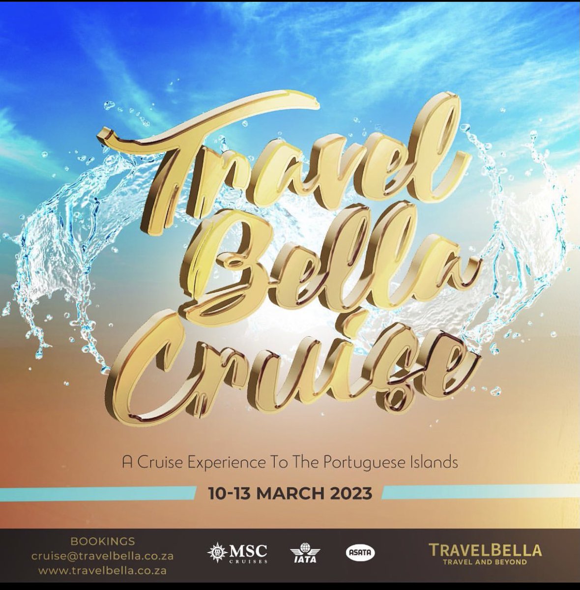 TravelBellaSA's tweet photo. Come and join us on the Travel Bella Cruise to the Portuguese Islands. 3 nights, unlimited entertainment and a passion for travel. In Durban. #cruise #travelbellacruise https://t.co/62oeL1IOW7