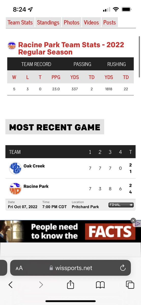 BrianNizTMJ4's tweet image. Racine Park football @RacineParkFB is back!!!!  Huge win over Oak Creek!