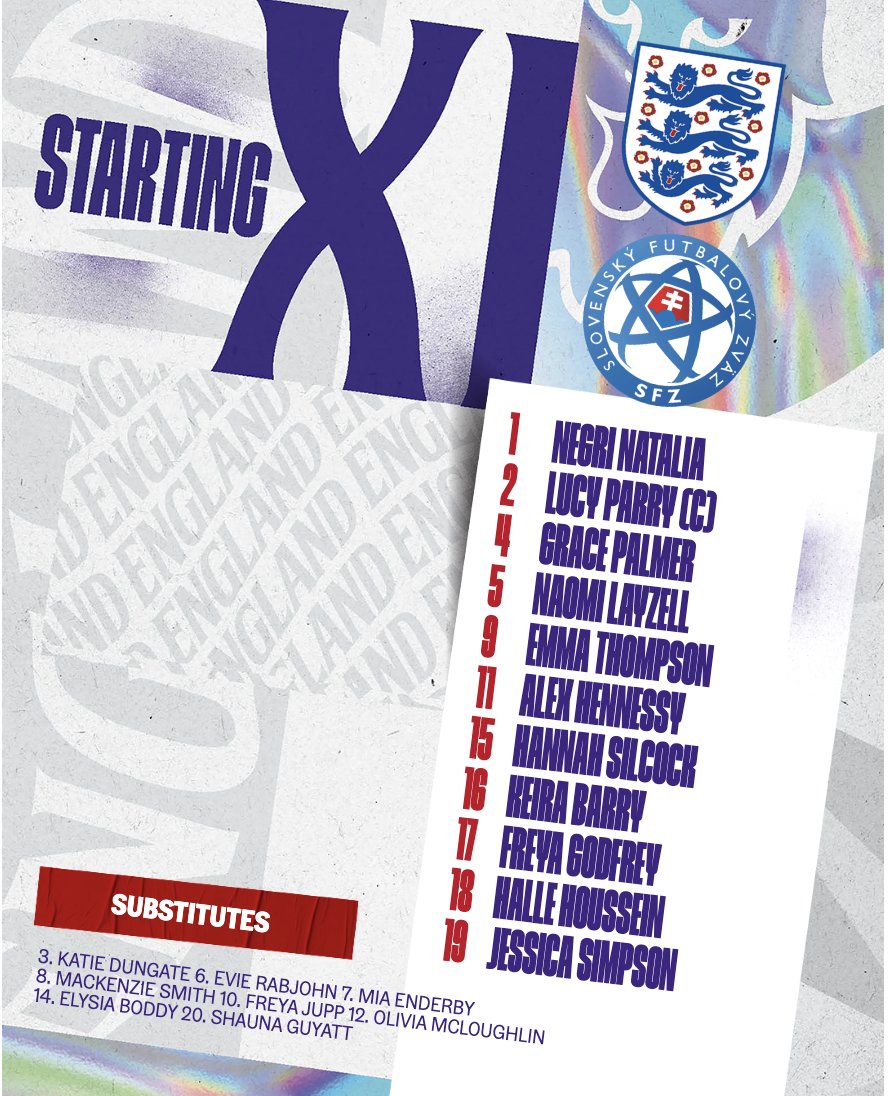 Lionesses's tweet image. Here's how our U19s start today against Slovakia! 👊

Watch from 4pm here ➡️ eng.football/Qlsl9v