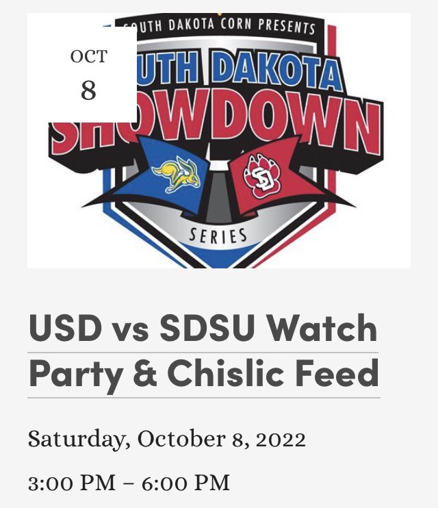 SDStateSociety's tweet photo. 🏈 TODAY: Join SDSS at @waltersbardc for our annual @SDCoyotes V @GoJacksFB Watch Party &amp; Chislic Feed 🍻  #SDShowdownSeries 
https://t.co/UjnSIZNR1c https://t.co/YTqyAcJs7h
