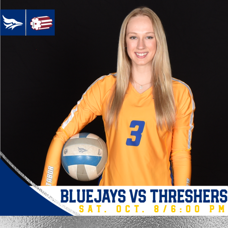 TaborVBall's tweet photo. Tabor VB home TODAY at 6:00 vs Bethel. Come support the Bluejays at the Tabor College Gymnasium. Go Tabor!! https://t.co/0Lw6MzK0Nn