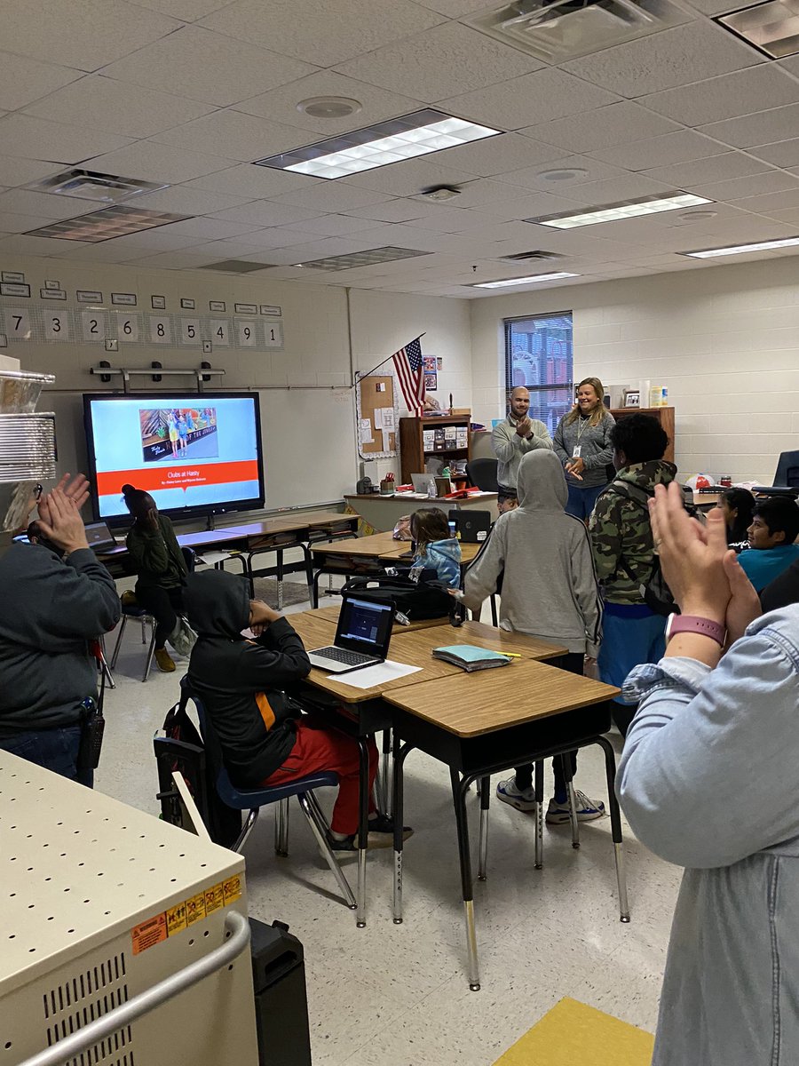 HastySpedTeach's tweet photo. SURPRISE!!! @kate_bruner12 is Hasty’s TEACH OF THE YEAR!!! So incredibly proud of her and her dedication to our students! 
#TOTY #CCSD @Hasty_Huskies https://t.co/kCcz837uFH