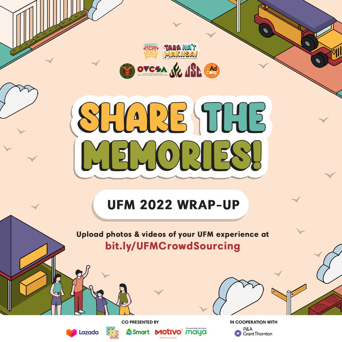UP_UFM's tweet photo. Freshies! Patapos na ang unang kabanata ng ating kwentong isko 🌱

Pero bago ang lahat, sabay-sabay  tayong magbalik-tanaw sa #UFM2022! I-upload lamang ang inyong mga photos at videos sa https://t.co/lhSDN3F78M 🖼💚 

#TaraNaMakiisa https://t.co/mmAKmbegZT