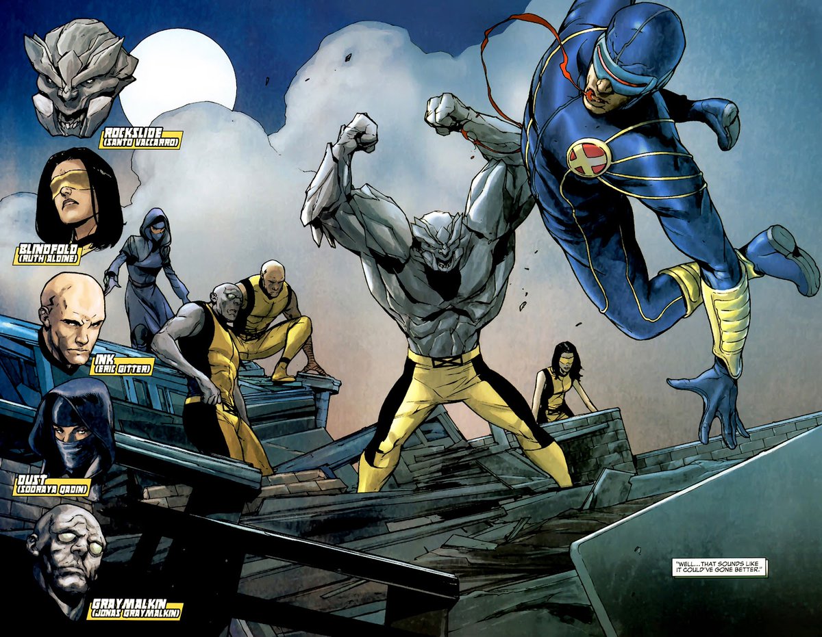 YuichiKobo's tweet photo. Enter The Young X-men
#ScottSummers #Cyclops
#RuthAldine #Blindfold
#SantoVaccarro #Rockslide
#SoorayaQadir #Dust
#JonasGraymalkin #Graymalkin
#EricGitter #Ink
#YoungXmen
#Xmen https://t.co/lmzxDqTMLS