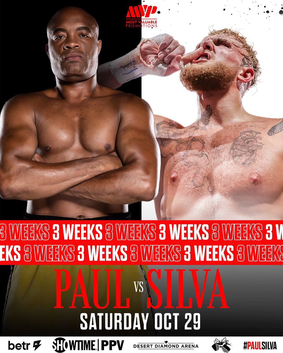 jakepaul's tweet photo. I’m respectfully knocking out the greatest striker in UFC history in 21 days. #PaulSilva https://t.co/wpJMdCJY9z