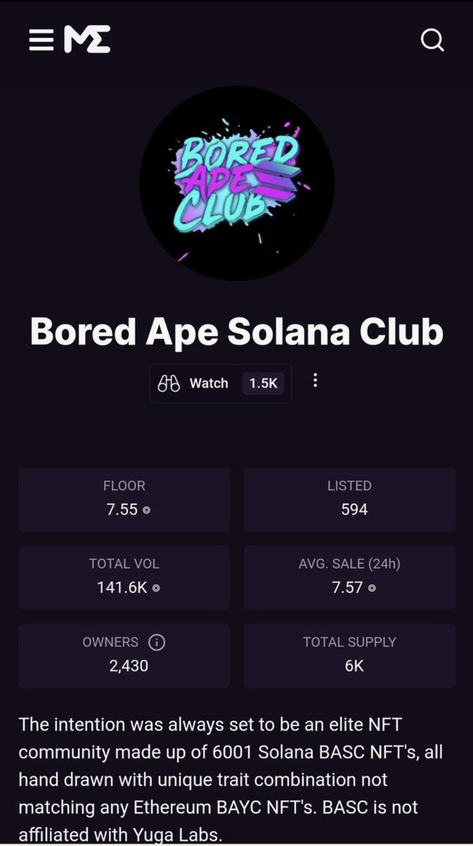 unclearfatez's tweet photo. With more than 140k volume, hundreds of giveaways, solid community, charity projects, a lot of collabs, etc @MagicEden didn't put the badge to the @BoredApeSolClub. This changes nothing. #BASC #BASCDAO #SolanaNFT https://t.co/S79bDPsQpO