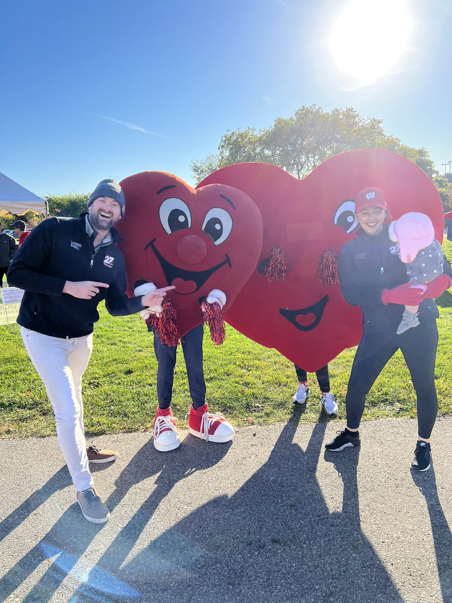 markchartertv's tweet photo. Air is chilly, hearts are warm! So happy to be part of this year’s Madison Heart Walk ❤️ @RebeccaRibley @WKOW https://t.co/2TzGMFo2n0