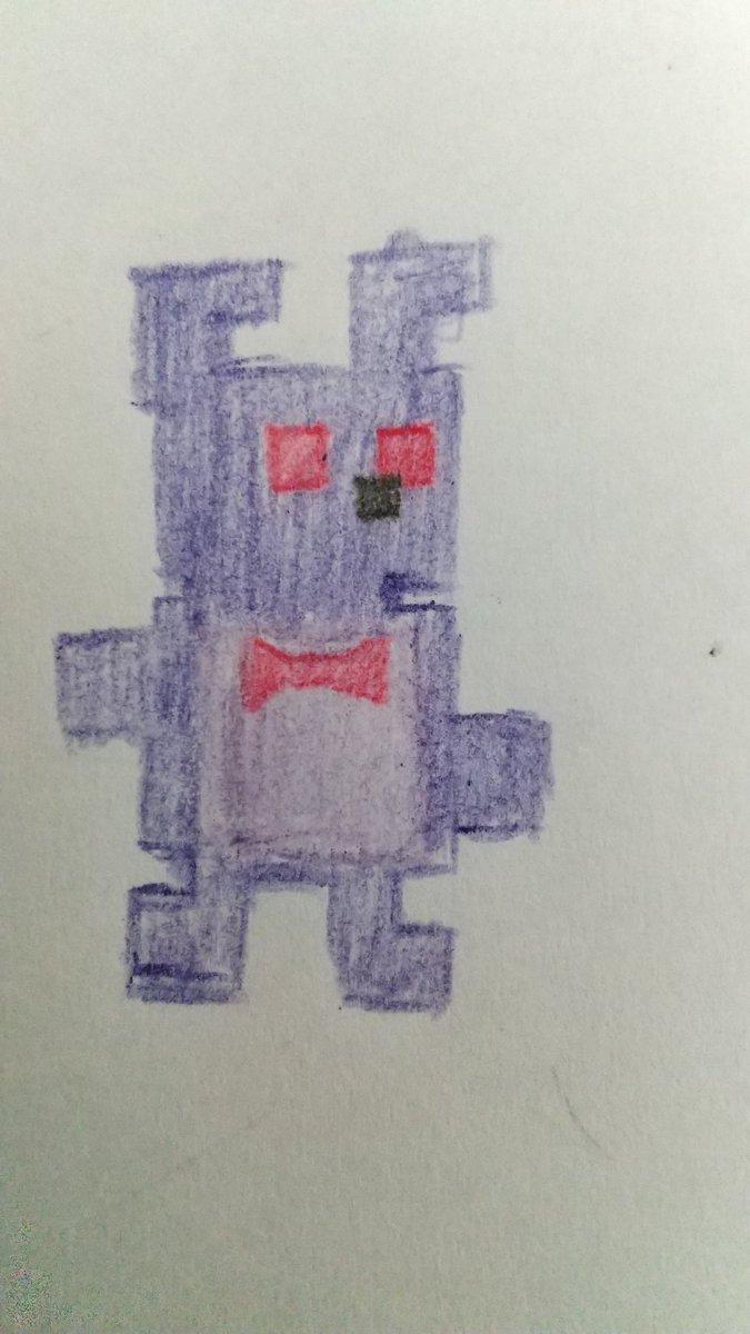 kairu_ha_corgy's tweet photo. おそそそそ！配信お疲れ様です！今日は某骨兄弟の弟の���うなキャラがいたり､
曲が某喋る花のような音楽が流れたり､
猿のアニマトロニクスに追われたりしてとても楽しかったです!
今日は仲間になったボニー君を描きました！
#FNAFRADIO https://t.co/mIBhc3pH0c