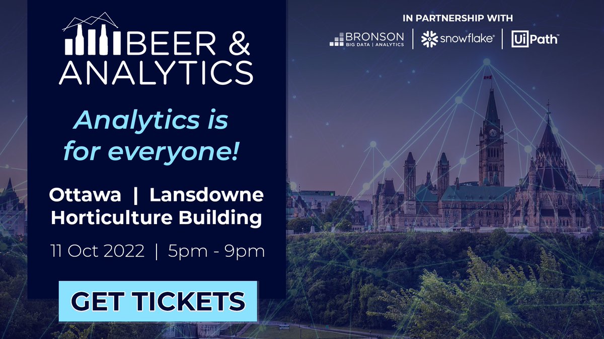 BronsonGroup's tweet photo. Beer & Analytics is this Tuesday! Come out to the Lansdowne Horticulture Building to learn how data analytics can benefit anyone and everyone.
Get tickets today: https://t.co/uDhwwyU1L3
#beerandanalytics #gcdigital #ottawaevents #snowflake #uipath https://t.co/uooCeAYteW