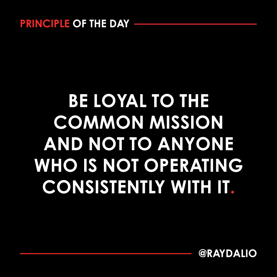 Loyalty to specific people who are not in tight sync with the mission and how to achieve it will create factionalism and undermine the well-being of the community. It is often the case, and quite beautiful, that personal loyalties exist. #principleoftheday (1/2)