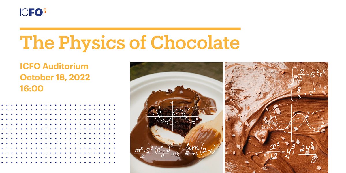 ICFOnians's tweet photo. 🍫What makes chocolate so tasty and indulging?

Prof Arjun Yodh will explain the scientific concepts that make creation of chocolate sweets possible; while chef Lucila Canero put these principles to practice by preparing on-stage recipes.

Register here 👉https://t.co/EgwnfF4RoC https://t.co/hWill01gaI