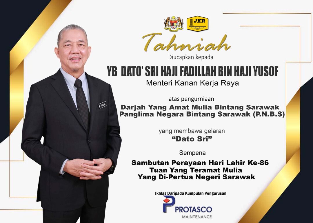 Sekalung tahniah kepada YB Dato Sri <a href="/PetraJayaMP/">Fadillah Yusof 🇲🇾</a> di atas penganugerahan Darjah Yang Amat Mulia Bintang Sarawak, Panglima Negara Bintang Sarawak (P.N.B.S) membawa gelaran Dato Sri.

<a href="/MOWorks/">でやんす</a>
<a href="/JKRMalaysia/">JKR Malaysia</a>