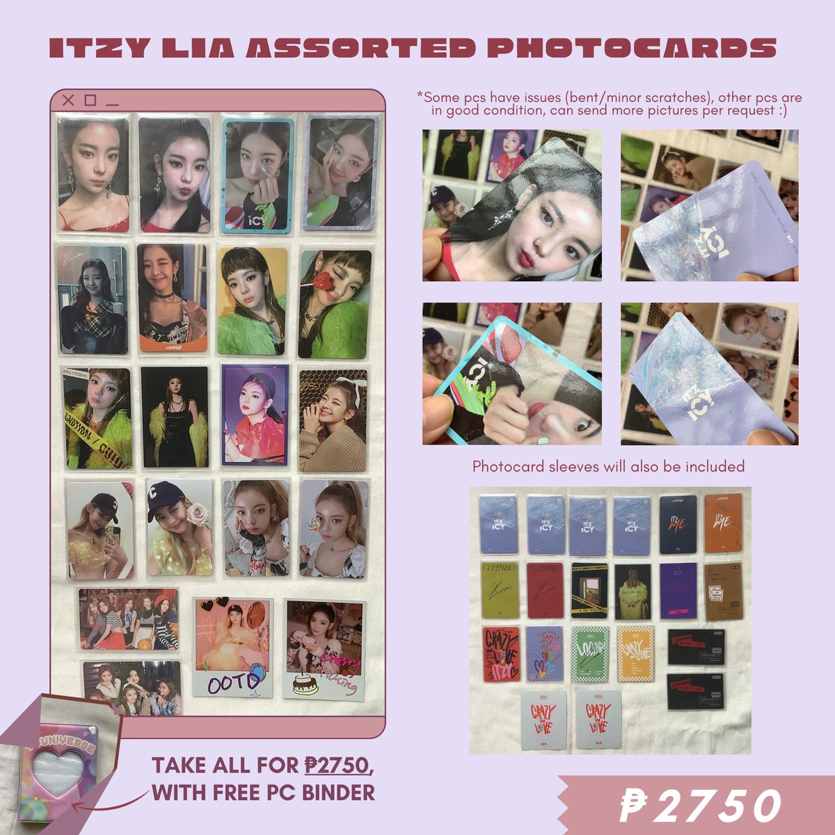 kidzykateuph's tweet photo. WTS LFB PH HELP RT

Itzy Lia Assorted Photocards
With free pc binder ^__^

Take all for ₱2750, can lower the price for sure buyer! 🫶

🏷 Itz Icy Wannabe Guess Who Loco CSI Pola PC https://t.co/bC1hMVStXe