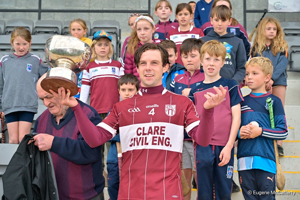 Darragh Murphy captain of <a href="/StJosephsDBGAA/">St. Joseph's Doora Barefield GAA Club</a> with the Junior A Hurling Championship Cup after a last gasp win over @CLGEireOginis in the Clare Junior A Championship Final. Photo <a href="/eugemccafferty/">Eugene McCafferty</a>.