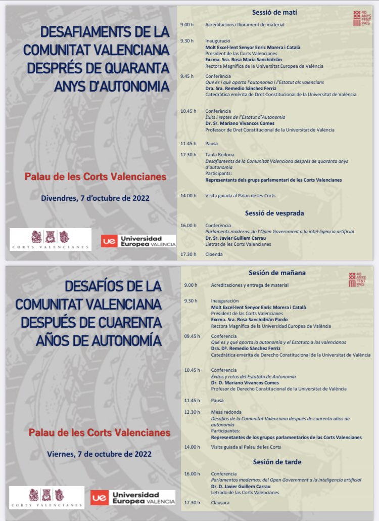 Al Curs de Dret Parlamentari a les <a href="/cortsval/">Corts Valencianes</a> parlant-los dels reptes de l'Estatut en el seu aniversari als alumnes de la UEM-València #Autogovern #40anysEstatut Lupe Bohorques Remedio Sánchez Ferriz <a href="/CarlaDeparedes/">Carla de paredes</a> <a href="/DretUV/">Facultat de Dret UVEG</a>