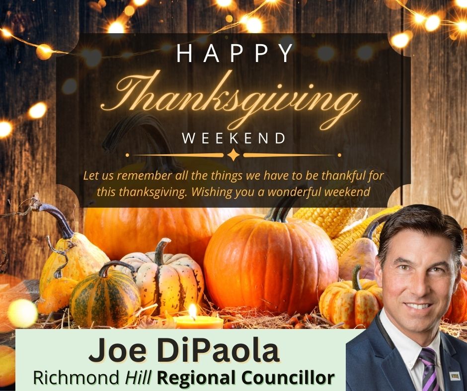 JoeDiPaolaRH's tweet photo. Happy Thanksgiving weekend everyone! 🦃

Take time to reflect on all you are grateful for and give thanks. 

#ThanksgivingWeekend #Thanksgiving2022 #richmondhill #canada https://t.co/GtHmBU7dhT