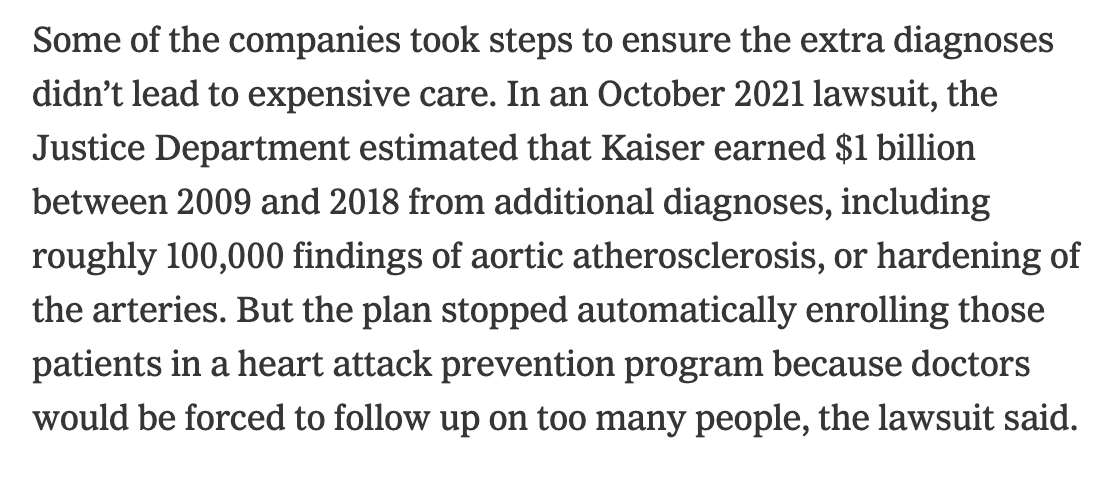 sangerkatz's tweet photo. Adding diagnoses to patient records and then discouraging expensive care. https://t.co/t2Cey5NsBe