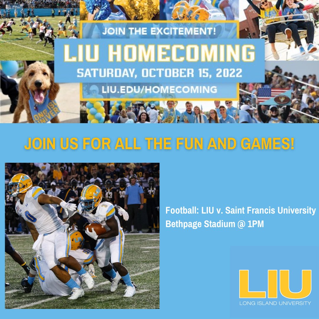We are officially ONE WEEK away from the BIGGEST day of the year!

Grab your tickets today. 
liu.edu/Homecoming

All visitors to campus are asked to secure Homecoming tickets online before coming to campus! Save time.