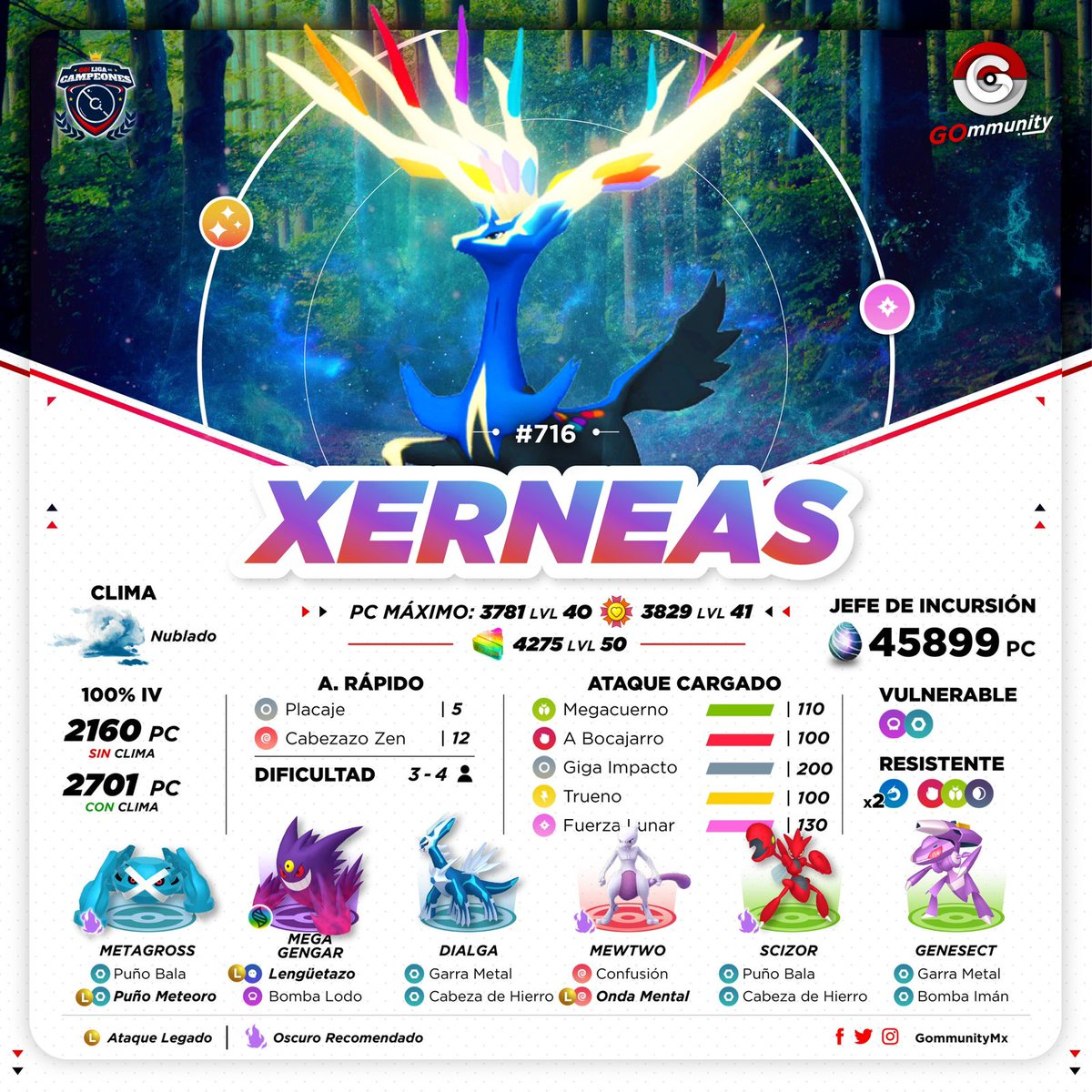 pogoldc's tweet photo. ¡Xerneas regresa a las incursiones legendarias! Prepara tu mejor equipo para enfrentar a este poderoso Pokémon legendario, si tienes suerte podrás encontrar su versión Shiny ✨ 🦌🧚‍♀️ https://t.co/omxUTHyGNj
