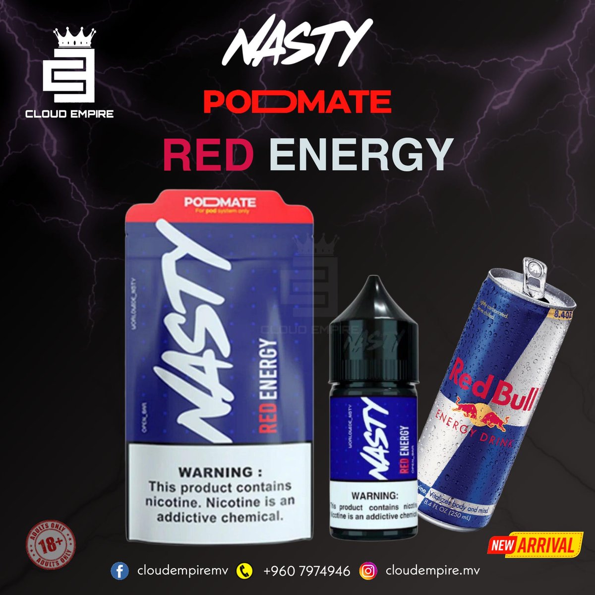 𝙉𝘼𝙎𝙏𝙔
PODMATE
𝗥𝗘𝗗 𝗘𝗡𝗘𝗥𝗚𝗬
ᴀᴠᴀɪʟᴀʙʟᴇ 😍
𝗣𝗿𝗶𝗰𝗲: 𝗠𝗩𝗥 350/-
30𝗠𝗟

𝗖𝗔𝗟𝗟 𝗢𝗥 𝗩𝗜𝗕𝗘𝗥: 7974946
𝗰𝗹𝗼𝘂𝗱𝗲𝗺𝗽𝗶𝗿𝗲 instagram.com/invites/contac…
facebook.com/cloudempiremv/
JOIN OUR COMMUNITY: 𝗖𝗟𝗢𝗨𝗗 𝗘𝗠𝗣𝗜𝗥𝗘 
invite.viber.com/?g2=AQB74a7F7x…