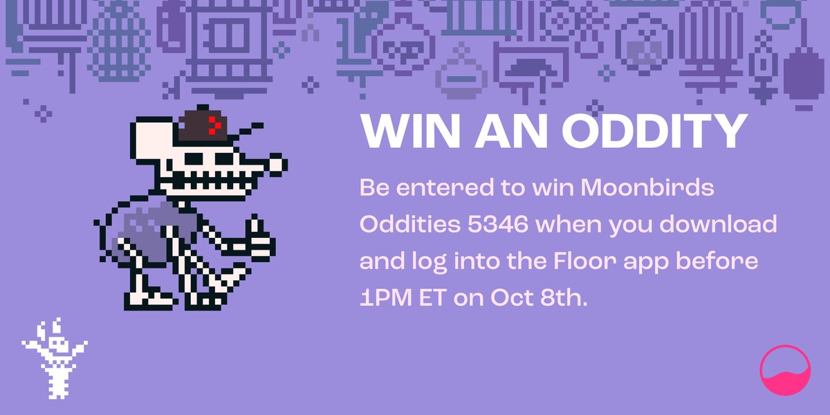 rally_xyz's tweet photo. Less than 3 hours left for @moonbirds and @oddities_xyz holders to mint your @floor App Pass!

Reminder: Any @moonbirds or @oddities_xyz holder that downloads and tries out the @floor App before 1pm EST will be entered to win an @oddities_xyz ! https://t.co/D3E40Mp5vY