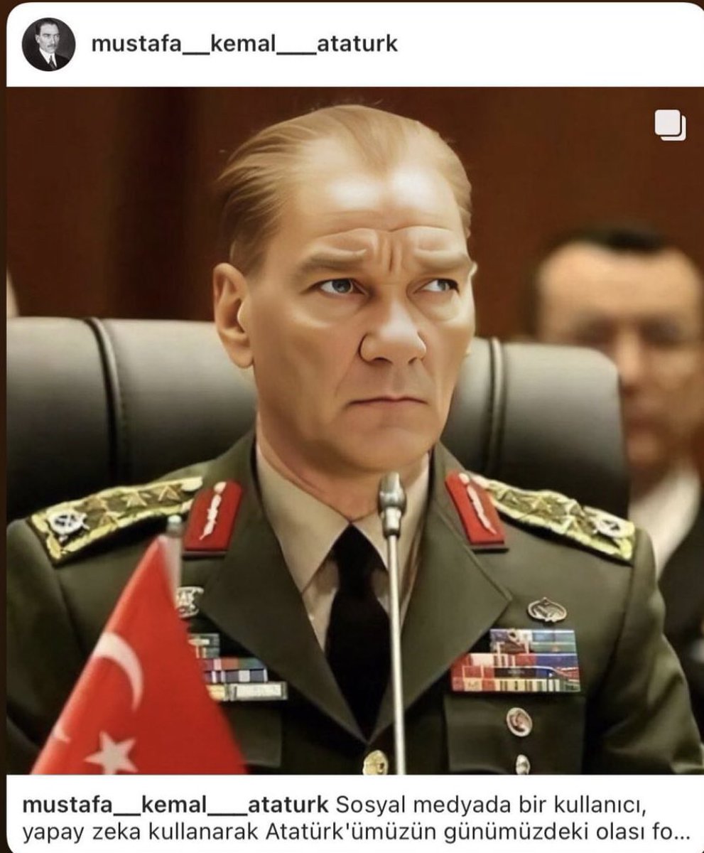 Çok şey borçlu olduğumuz, ülkenin kurucusunun bu fotoğrafını çok beğendiğimizi ifade edelim de, nerede durduğumuz net olarak belli olsun.
Yapanın eline sağlık..

Siyasi islamcılar ve onların payandası liboşlar bana “Kemalist” diye istedikleri kadar saldırsınlar.
Çok da fifi!!!