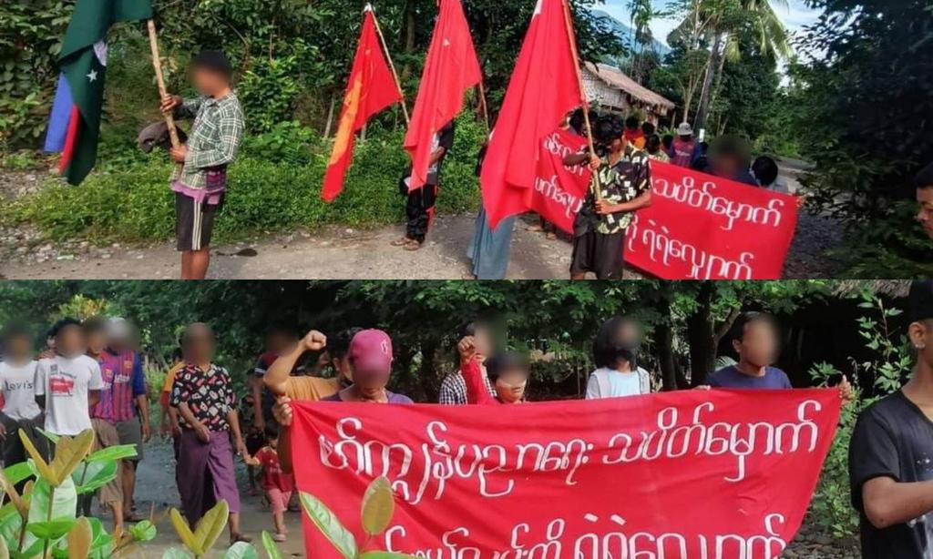 Anti-coup revolutionary strike in Sagaing's Kale township.  Photo: CJ  #2022Oct8Coup #WarCrimesOfJunta #WhatsHappeningInMyanmar
