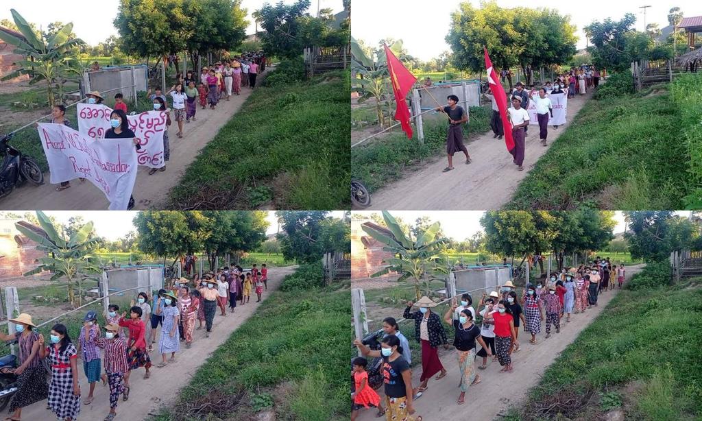 Anti-coup revolutionary strike in a village from Sagaing's Yinmabin township.  Photo: CJ  #2022Oct8Coup #WarCrimesOfJunta #WhatsHappeningInMyanmar