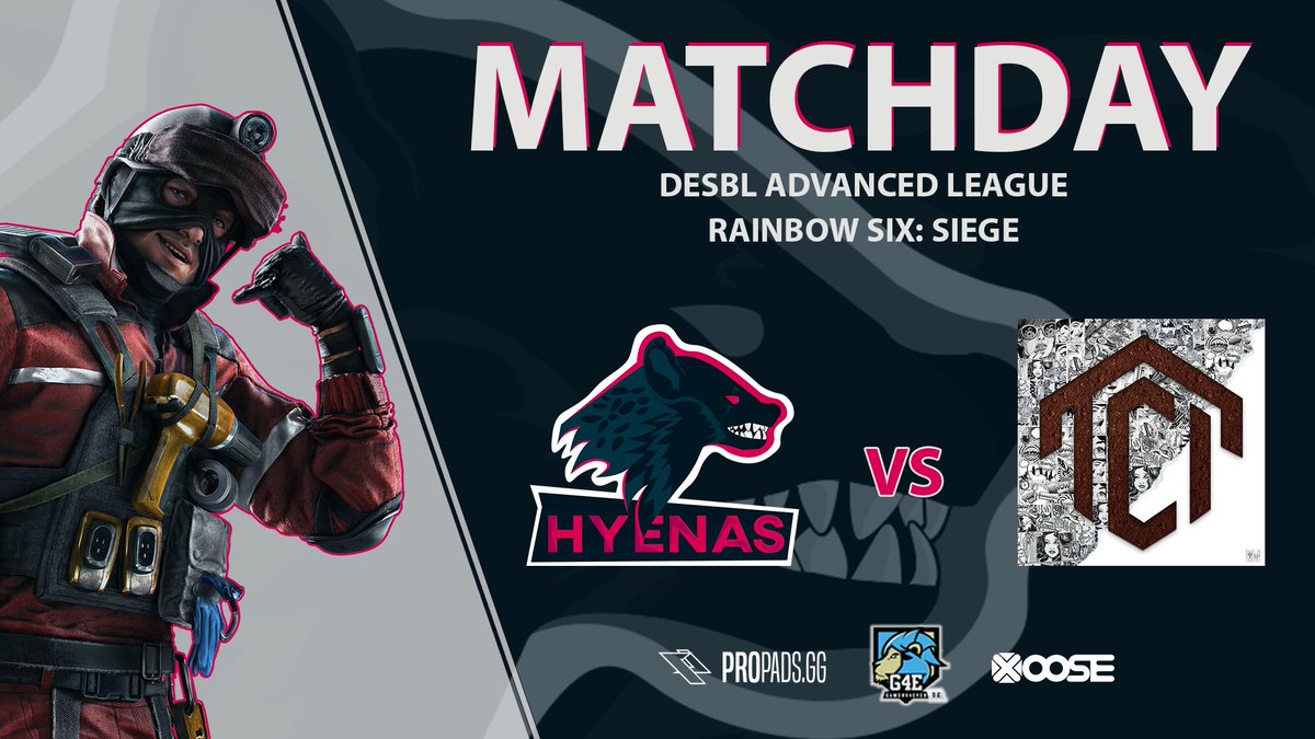 HyenasUnity's tweet image. ⚠️Matchday⚠️

Spieltag 7 bricht an und unser R6 Main Team trifft auf Tactical Inferno in der @DeSBLR6 Advanced League B.

GLHF! 💜💙

#HYU #HyenasUnity #R6 #eSports #DeSBLR6