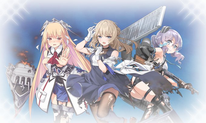 左から順番に乳・脚・尻が自慢のアメリ艦三人娘 