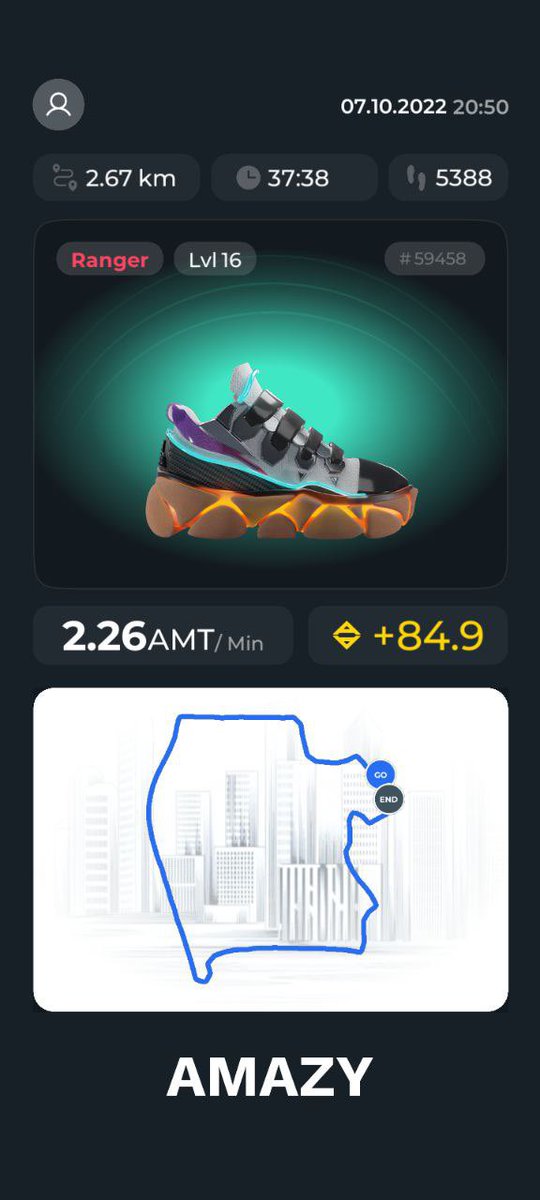 degenlifer's tweet photo. Boom! Burning Calories while making money! 💰 Download the @amazyio app to get started! 🔥 🚀 START EARNING #AMT tokens! #m2e #Move2Earn #amazy https://t.co/ndBIPtO5OS
