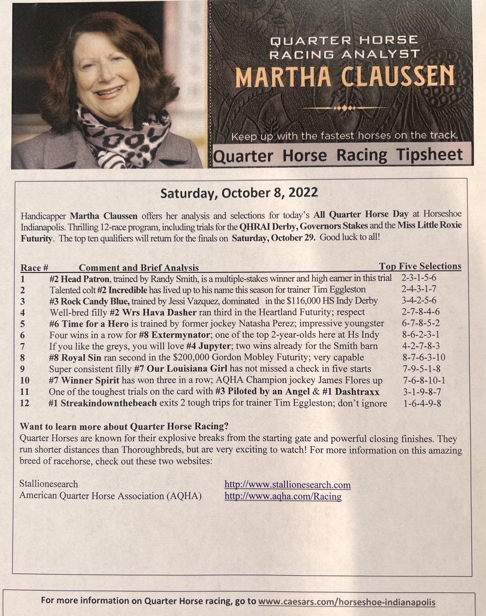 Horseshoe Indianapolis Race Course on Twitter "Here are todays tip