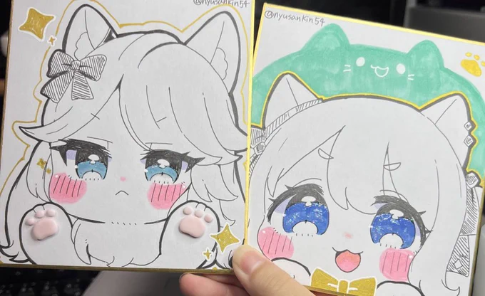 デフォでぷにぷにした絵を生産してます
最近は色紙を描いてるけど普段はデジタルで描いてます〜 #三連休はフォロワーさんが増えるらしい 