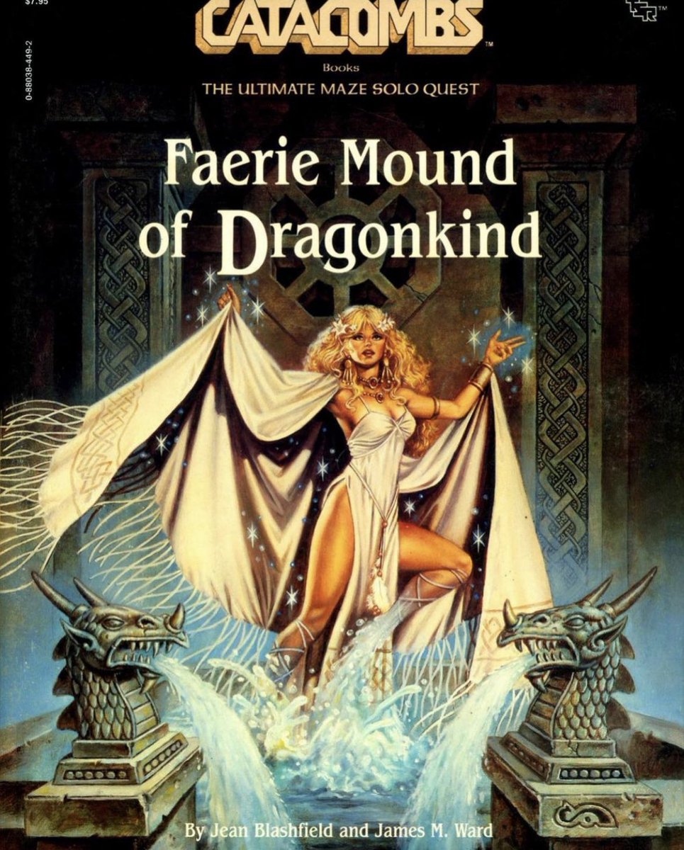 The unfortunately named Faerie Mound of Dragonkind, by Jean Blashfield and James M. Ward, with cover art by Clyde Caldwell TSR’s last foray into the game-book sphere, these books were like a cross between Endless Quest books, and TSR’s solo modules #dnd #rpg #ttrpg