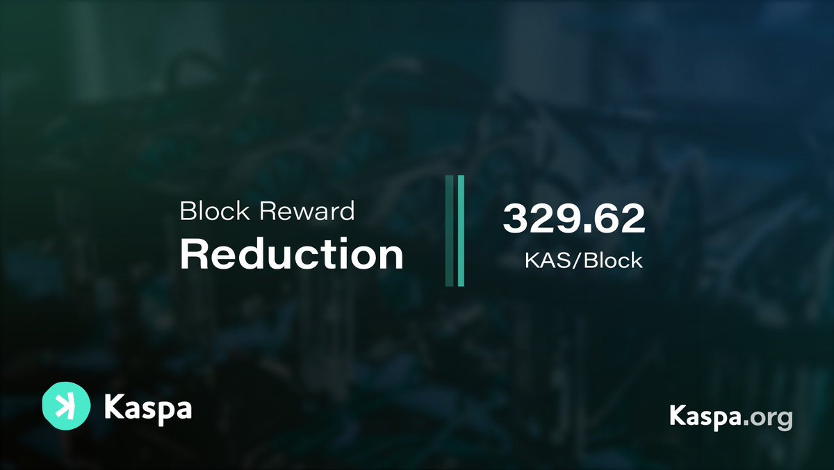 本日、ブロックあたりの $KAS 報酬の削減が行われました。
Kaspaには総供給量の上限があり、一定以上のインフレがないコインです。