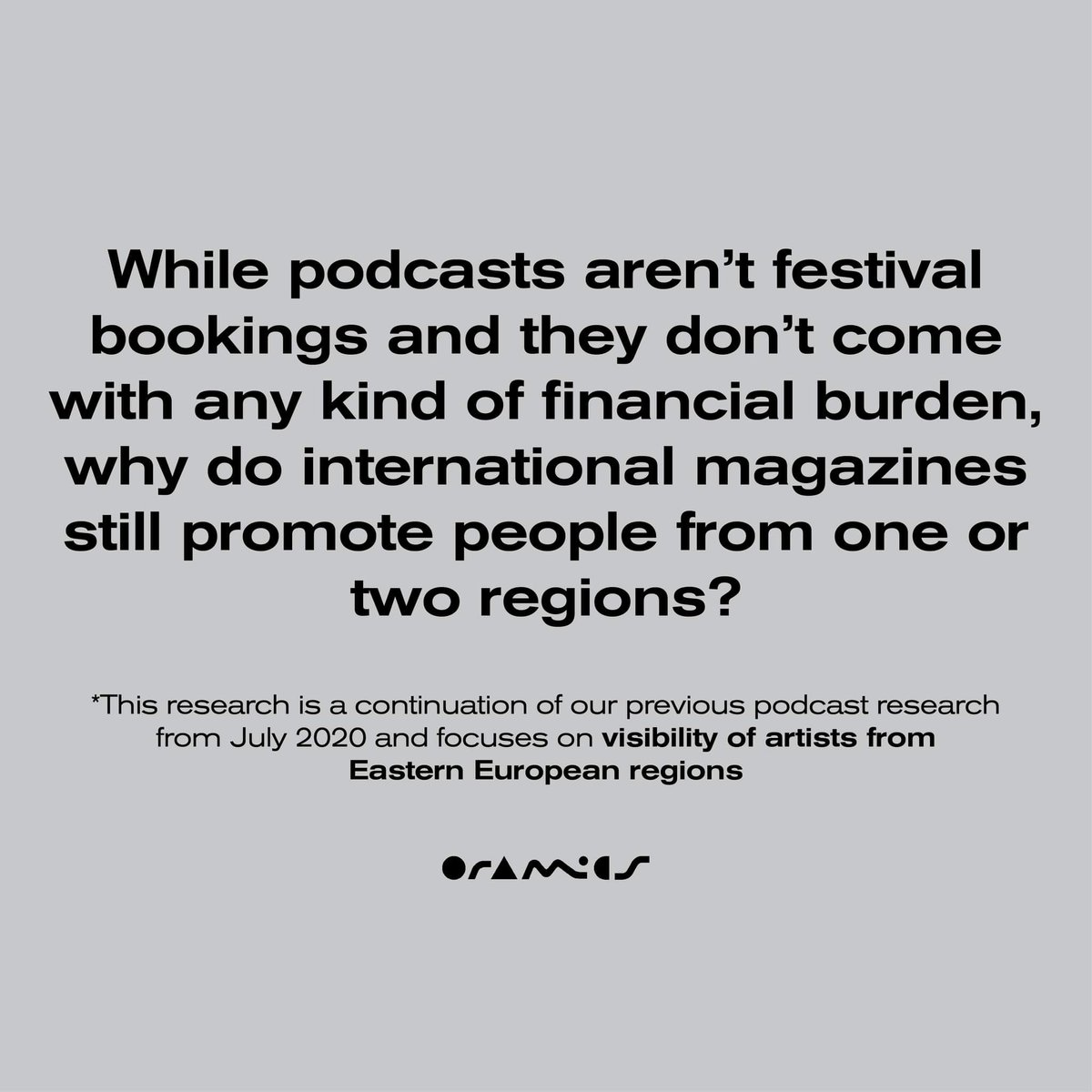 Ahead of the panel discussion @unsound we’ve updated the statistics on the representation of Eastern European artists in 3 mix series: @residentadvisor @FACTmag & @CrackMagazine. Not much has changed, we would also like to stress that there were zero podcasts by Ukrainian artists