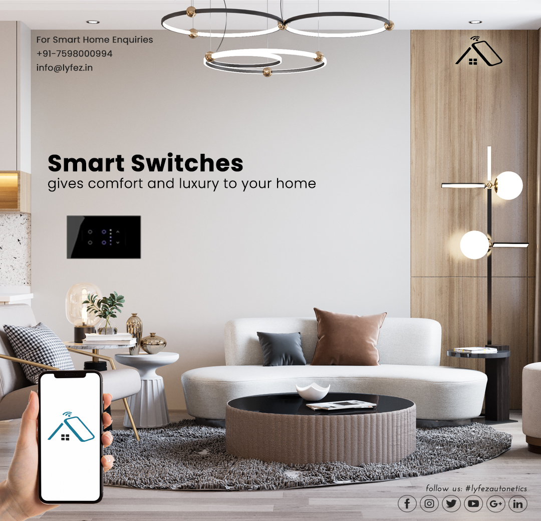 lyfezautonetics's tweet photo. Smart Switches gives comfort and luxury to your home.

For Smarthome Enquiries 
+91-7598000994 | info@lyfez.in

#smarthome #smarthomeautomation #smartlife #smartnode #homeautomation #technology #nagercoil https://t.co/OGyK5TQE3v