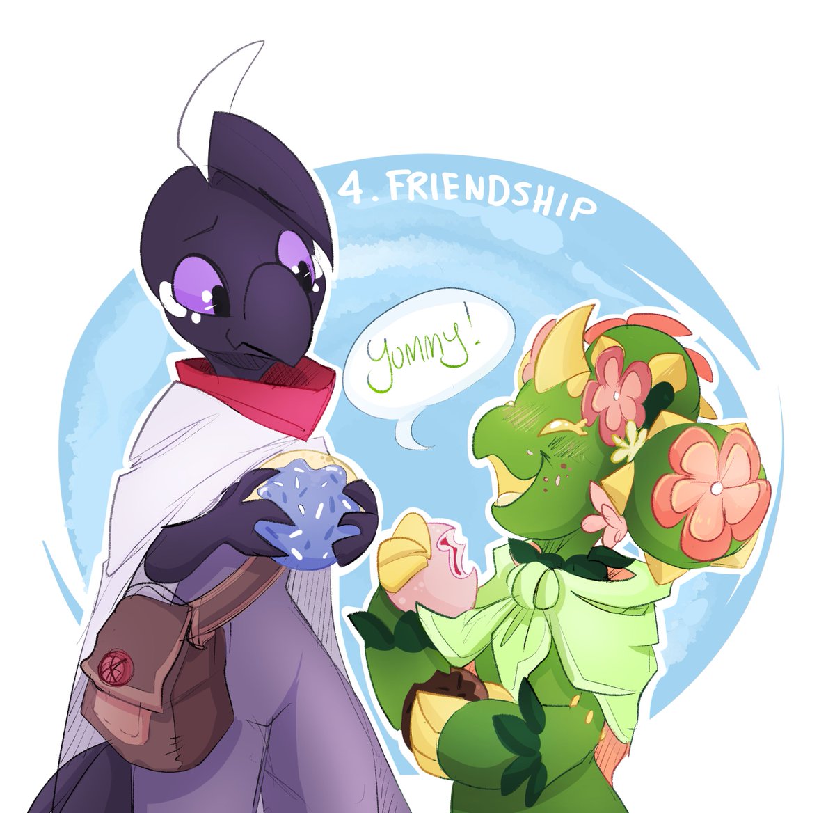 Benji and Prickle enjoying some poffins 💚💜
#pmd #pokemon #artistsontwitter