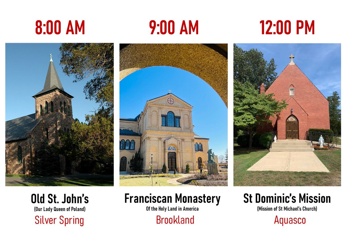 juventutemDC's tweet photo. The Traditional Mass still goes on in DC, in its 3 new Sunday locations. Go to one tomorrow for the 18th Sunday after Pentecost, and #ComePrayWithUs!

8:00am | Old St John's 
9:00am | Franciscan Monastery 
12:00pm | St Dominic's Mission

(Links to follow! 🧵) https://t.co/eCcnWbXsQ3