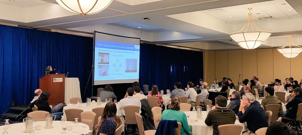 nerc_at's tweet photo. We are now hearing from our 2nd invited speaker Momotaz Begum about opportunities and challenges for Robots learning from Humans in the Wild!
#NERC2022atLowell https://t.co/VQAyzDBWIu