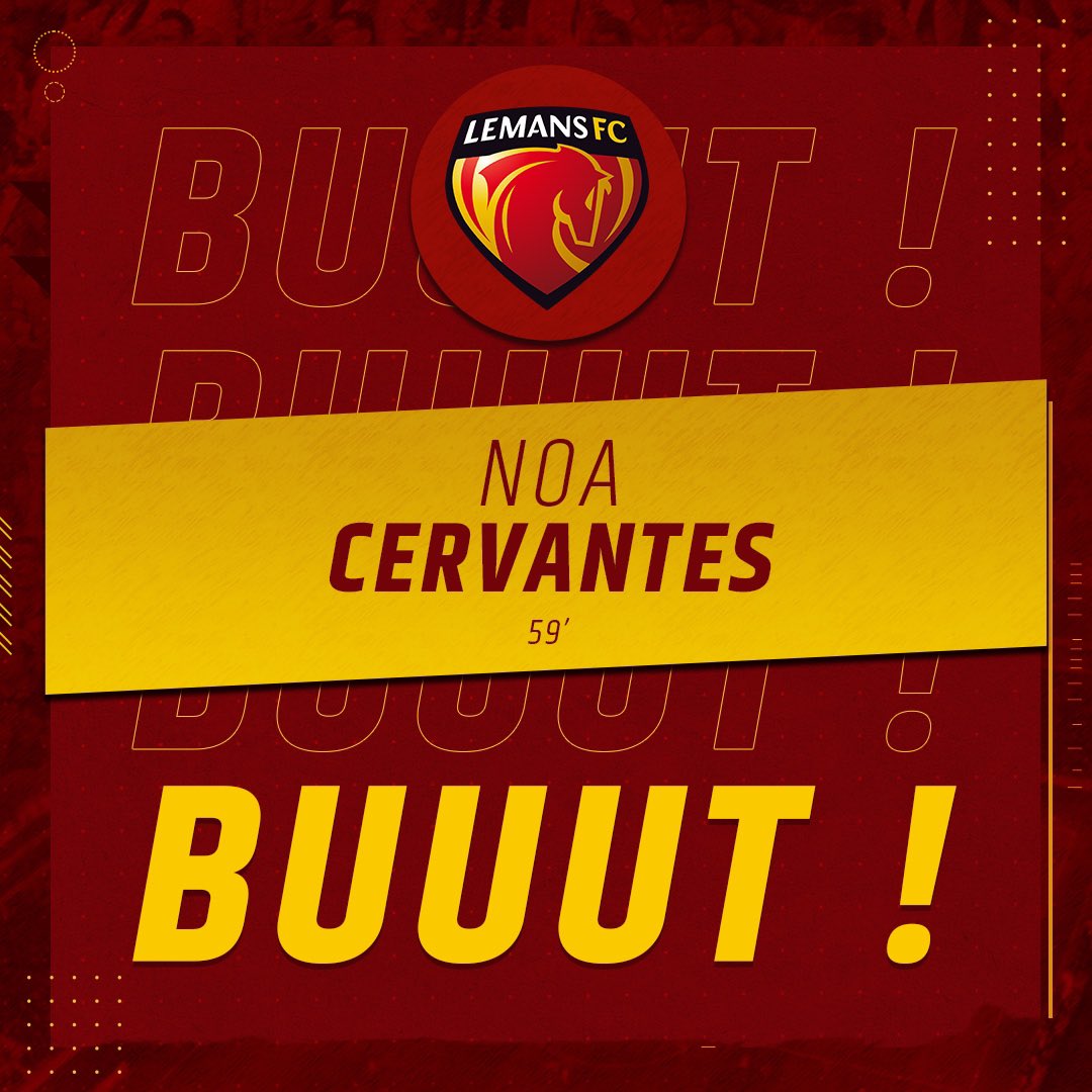 LEMANSFC's tweet photo. #ASILMFC 1️⃣-3️⃣

⏱ 59’ | BUT DE CERVANTES ! 3-1 LE MANS FC !

#AllezLEMANSFC 🔴🟡 https://t.co/ZVyI4MjytZ