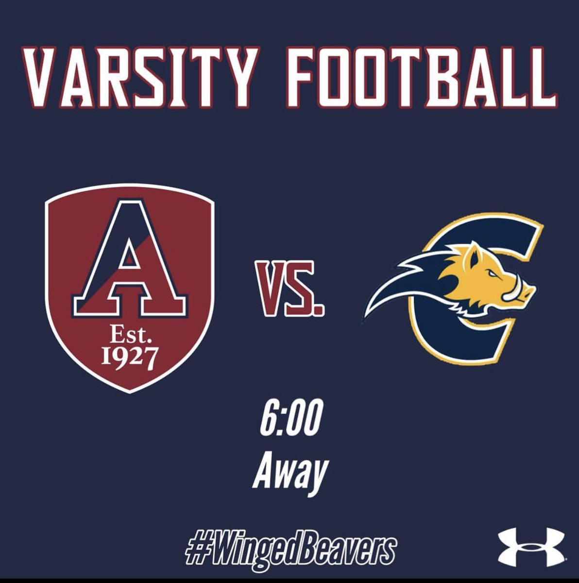 AOF_Football's tweet photo. 🚨Gameday🚨
🆚: Choate @CRHFootball 
⏱️: 6:00 PM
Livestream 🔗: https://t.co/5yWL7LjDHx 
#WINgedBeavers https://t.co/LMqa7khMNF
