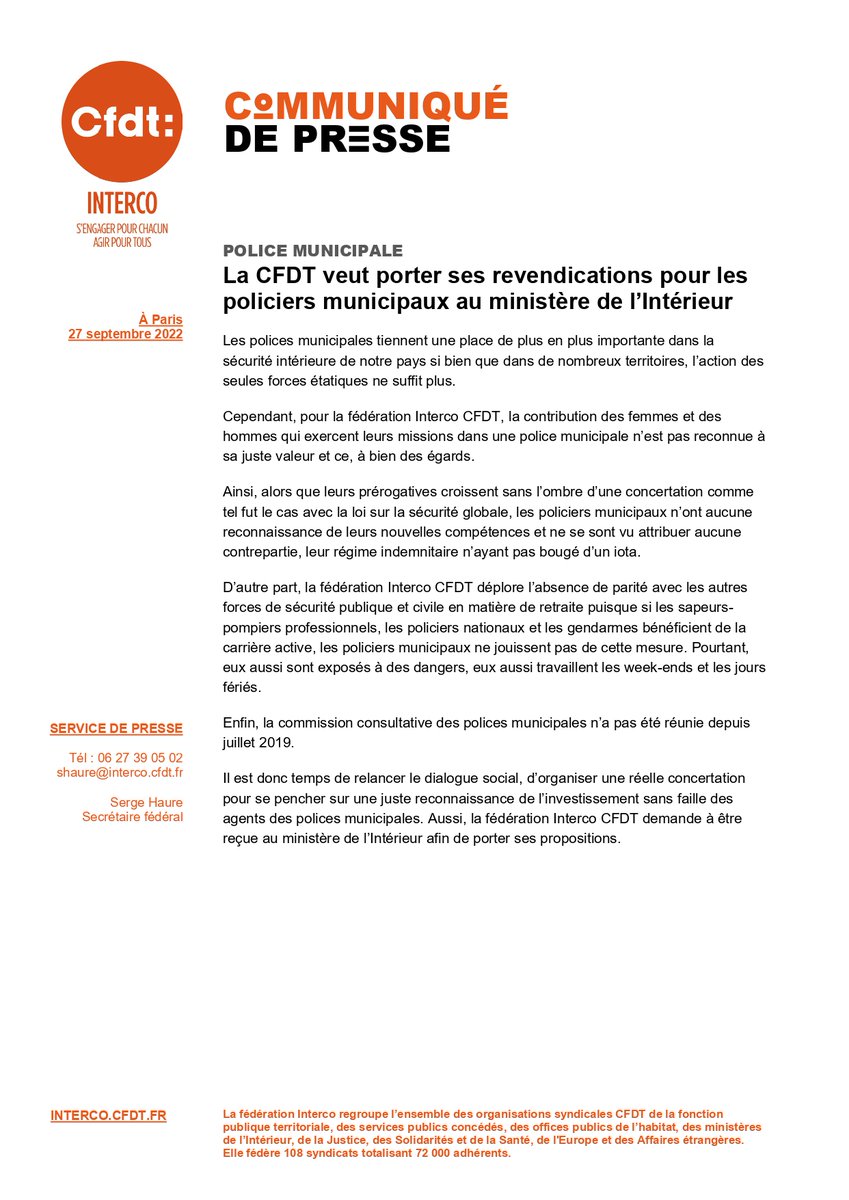 Cfdtinterco47's tweet photo. @CFDT #CFDT @CFDTfp #CFDTFonctionPublique #GeraldDarmanin @geraldDarmanin #Ministeredelinterieur @Interieur_Gouv #gouvernement @gouvernementFR #EmmanuelMacron @EmmanuelMacron #PoliceMunicipale @PoliceMunicipale https://t.co/gOna0proql