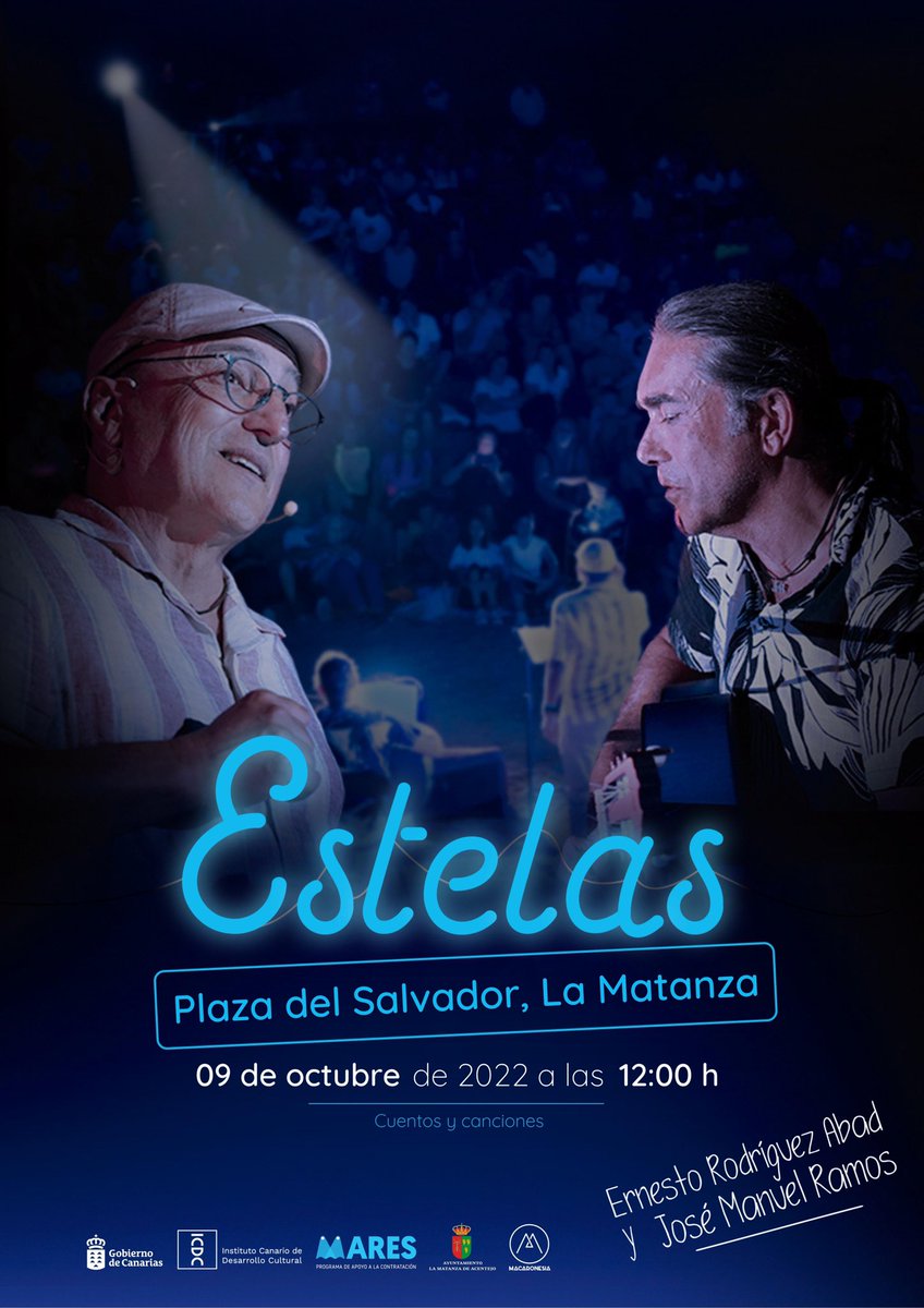 Un recorrido de alto valor por la palabra hablada y la música, mañana en La Matanza a las 12.00 horas con el espectáculo Estelas de #JoséManuelRamos y #ErnestoRodriguezAbad